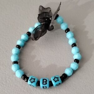 Fashion Jewelry Blue and Black Beaded Bracelet